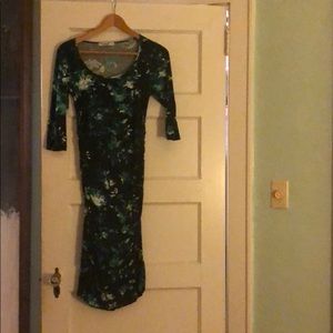 Green and white floral dress